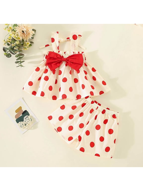 YWDJ Travel Outfits for Girls 2 Piece Sets Summer Kids 1-4 T Sleeveless Tank Tops Shorts Fashion Clothes Red 4 T