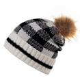 thumbnail image 1 of YWDJ Turbans for Women Fashion Womens Winter Knitted Beanie Hat Faux-Fur Pom Fleece Lined Warm Beanie White, 1 of 2