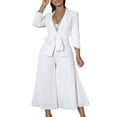thumbnail image 1 of YWDJ Two Piece Outfits for Women Dressy Plus Size Long Sleeve Solid Suit Pants Casual Elegant Business Suit Sets White S, 1 of 9