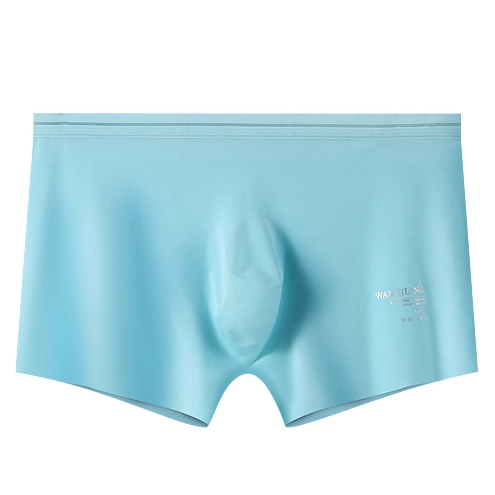 YWDJ Underwear for Men Pack Men Solid Color Ice Silk Seamless One Piece  Boxer Briefs Sky Blue XXL 
