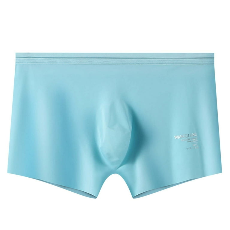 YWDJ Underwear for Men Pack Men Solid Color Ice Silk Seamless One Piece  Boxer Briefs Sky Blue XXL