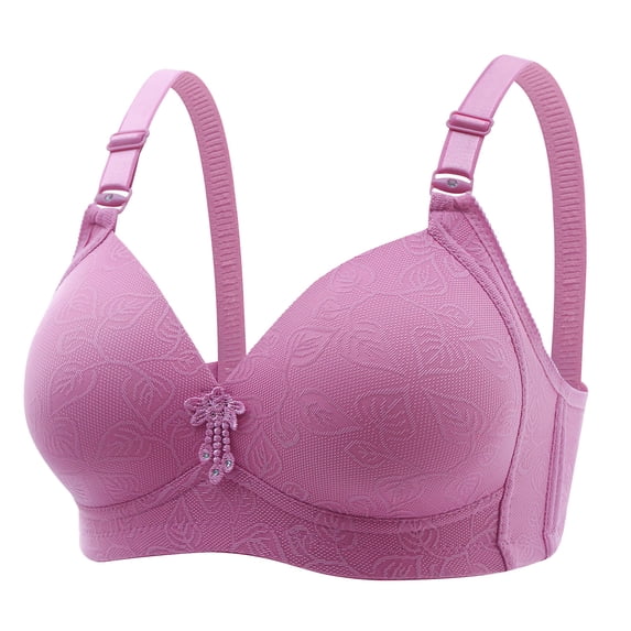 YWDJ Underwire Bras for Women Plus Size Back Closures Bras Sleep Bras Adjustable Straps Full Coverage Push up Wrap Comfy Bras Padded Plus Size Comfortable Bras Solid Lounge Bras Purple M