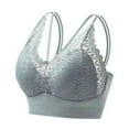 thumbnail image 1 of YWDJ Underwire Bras for Women Plus Size Pullover Bras Sleep Bras Wide Strap Full Coverage Push up Wrap Comfy Bras Padded Lace Comfort Bras Solid Lounge Bras Green XL, 1 of 3
