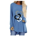 thumbnail image 1 of YWDJ Valentines Day Tee Shirts Women Long Sleeve Valentines Day Shirts for Women Plus Size Graphic Tees Hearts Print Blouses Crew Neck Pullover Tops Blue 3XL, 1 of 5