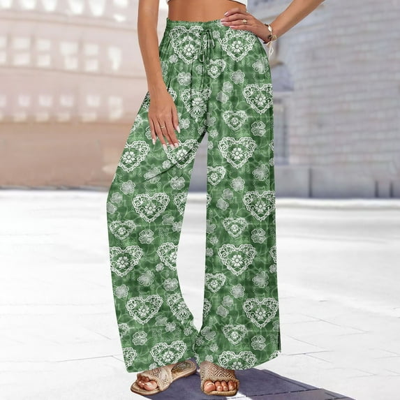 YWDJ Wide Leg Dress Pants for Women Plus Size Workout Pants with Pockets Wide Leg Full Length Loose Casual Long Workout Pants for Work out Flowers Yoga Multicolor XL Tall Breathable Gym Clothes