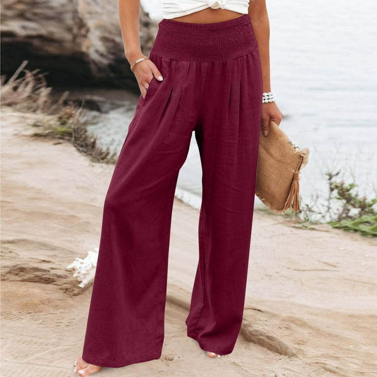 YWDJ Wide Leg Pants for Women Dressy Plus Size High Waist High Rise Relaxed  Fit Baggy Wide Leg Casual Straight Leg Loose Pants Pants Pants for Everyday  Wear Work Casual Event 41-Wine