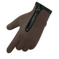 thumbnail image 1 of YWDJ Winter Gloves Women Warm fleece windproof waterproof antiskid outdoor sports zipper gloves Brown L, 1 of 2