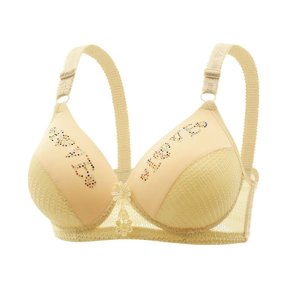YWDJ Wireless Bras for Women Front Closure Push up Wirefree Comfort Straps Support Bralette Breathable Soft Bra for All Shapes Sagging Breasts Beige L