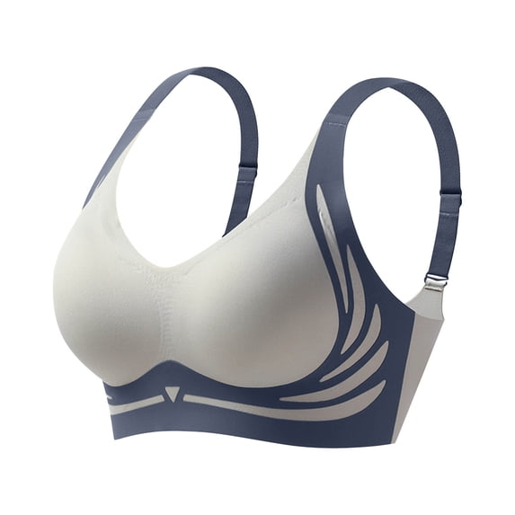 YWDJ Wireless Bras for Women Plus Size Full Coverage Pull on Push up Wirefree Comfort Straps Support Lace Bralette Breathable Soft Bra for All Shapes Sagging Breasts Navy 2XL