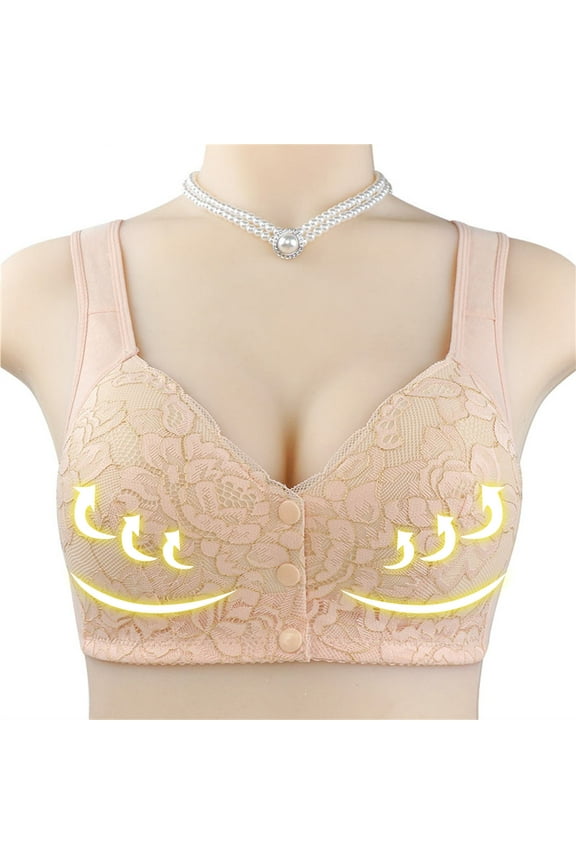 YWDJ Wireless Bras for Women Plus Size Full Coverage Push up Wirefree Comfort Straps Support Lace Bralette Breathable Soft Bra for All Shapes Sagging Breasts Beige 58