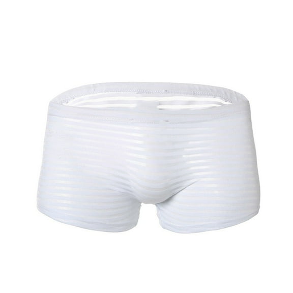 YWDJ Women Boyshort Underwear Lightweight No Show Mens Striped Underwear Low Waisted Sexy and Funny Mesh Boxer Underwear Briefs Pants White XL