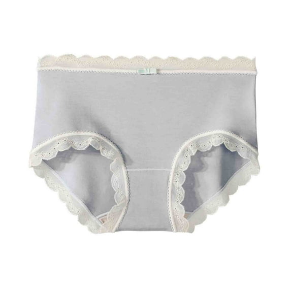 YWDJ Women Brief Panties Breathable Lace Lightweight No Show Fashion Breathable Soft Stretch Panties Underwear With Belly Briefs Gray L