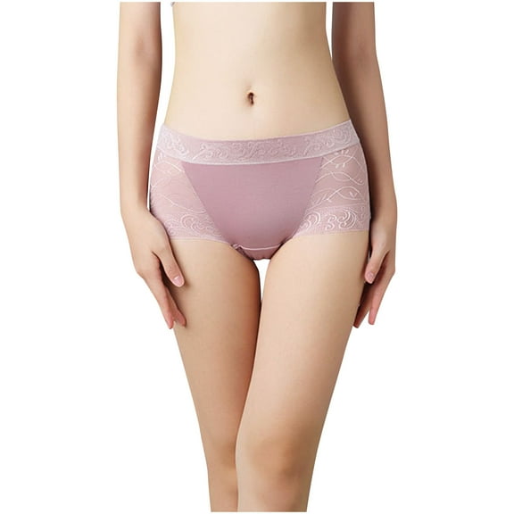 YWDJ Women Brief Panties Plus Size Breathable Lace Lightweight No Show Lace Breathable Thin Ice Silk Oversized Underwear Watermelon Red 3XL