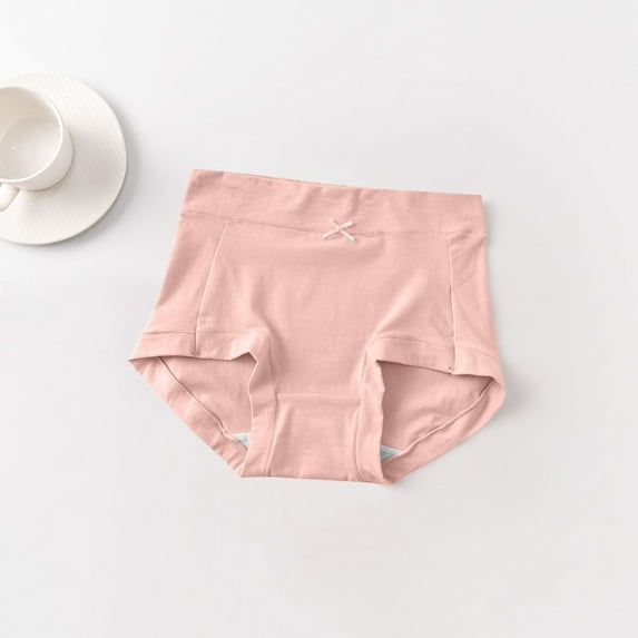 YWDJ Women Brief Panties Plus Size Cotton Breathable Lightweight High Waist No Show Sexy Solid Color High Waist Underwear Plus Size Breathable Briefs Pink L