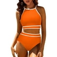 thumbnail image 1 of YWDJ Women's Bikini Swimsuits Swimsuits 2 Piece Hawaiian Tropical Print Swim Cami Bra And Ruffles Bathing Sets Beachwear Orange 2XL, 1 of 7