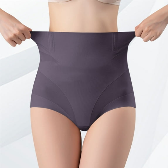 YWDJ Women's Shaping Briefs Underwear Breathable Lightweight High Waist No Show High Waisted Oversized Underpants With No Breathable and Tight Solid Color Underpants Gray XL