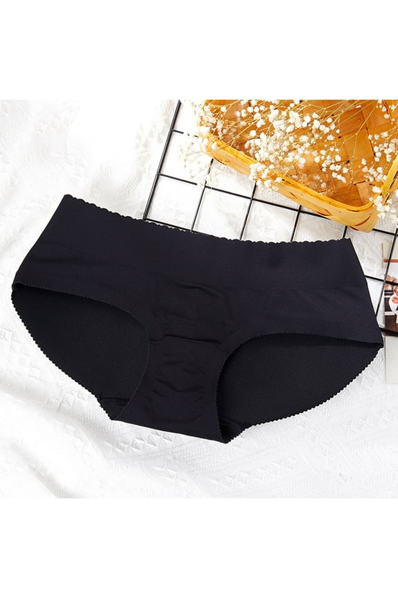 YWDJ Women's Shaping Briefs Underwear Breathable Lightweight No Show Butt Pads Enhancer Panties Padded Hip Underwear Shapewear Butts Lifter Lift Panty Fake Padding Briefs Black L