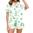 thumbnail image 1 of YWDJ Women's Summer Pajamas Sets Short St Patricks Day Green Lightweight Clover Short Sleeve Button Down Shirts 2 Piece Shorts Loungewear S, 1 of 6