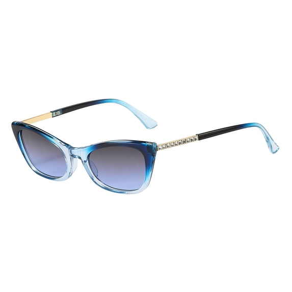 YWDJ Women's Sunglasses Fashion Rhinestones Shaped Sunglasses Transparent Candy Color Frameless Anti-UV Glasses Blue One Size