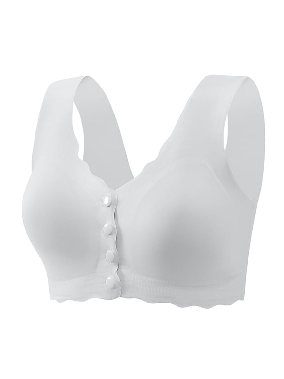 YWDJ Womens Bras Front Closure Push up Wireless Full Coverage Comfort Straps Support Bralette Breathable Soft Bra for All Shapes Sagging Breasts Gray XL