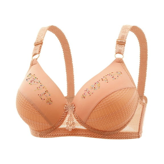 YWDJ Womens Bras Front Closure Push up Wireless Comfort Straps Support Bralette Breathable Soft Bra for All Shapes Sagging Breasts Khaki 2XL