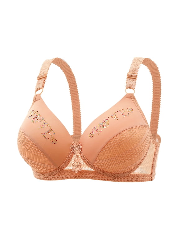 YWDJ Womens Bras No Wire Front Closure Push up Comfort Straps Support Bralette Breathable Soft Bra for All Shapes Sagging Breasts Khaki XL