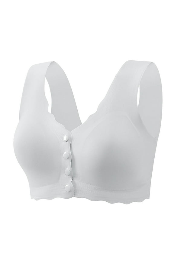 YWDJ Womens Bras No Wire Front Closure Push up Wirefree Full Coverage Comfort Straps Support Bralette Breathable Soft Bra for All Shapes Sagging Breasts Gray L