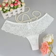 thumbnail image 1 of YWDJ Womens Cheeky Panties No Show Lace Lightweight No Show Fashion Sexy Lace Flower Transparent Gauze Bow Low Waist G-string Pants Panties Thong White XL, 1 of 3
