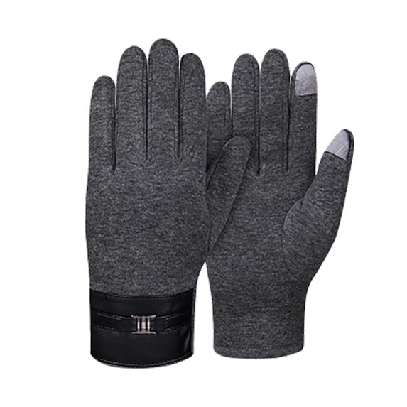 YWDJ Womens Gloves Outdoor Movement Windproof Men Plus Velvet Thicken Gloves Gray