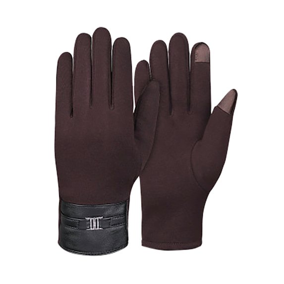 YWDJ Womens Gloves Outdoor Movement Windproof Touch-Screen Men Plus Velvet Thicken Gloves Coffee