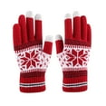 thumbnail image 1 of YWDJ Womens Gloves Women Christmas Layer Snowflake Plus Thick Warm Gloves Knitting Wrist Gloves Mittens Red One Size, 1 of 5