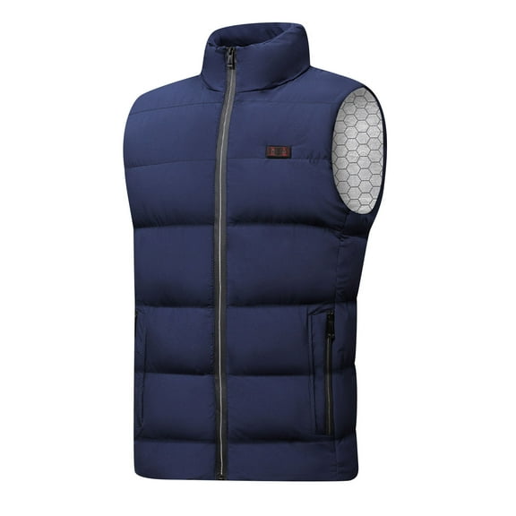 YWDJ Womens Heated Vest Unisex Casual Zipper Dual Control Thirteen Area Solid Heat Heating Vest USB Charging Dark Blue M