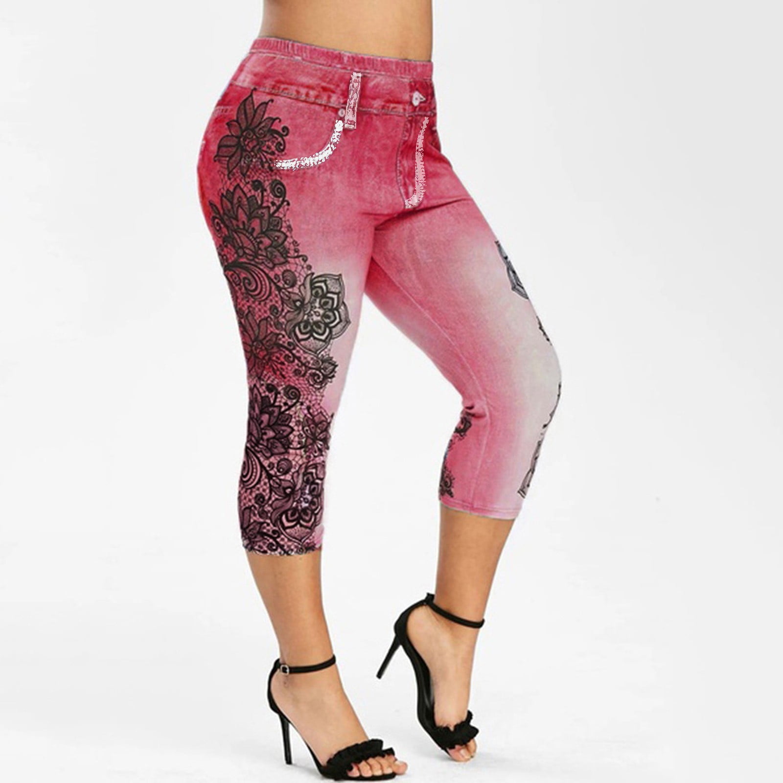 YWDJ Jeggings for Women Workout Butt Lifting Plus Size Capris Jean