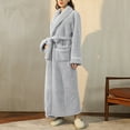 thumbnail image 1 of YWDJ Womens Plus Size Robe Pajamas for Women Winter Warm Nightgown Couple Bath Men Fall Winter Nightgown Towel Robe Fluffy Robe Spa Robe for Valentines Day Anniversary Wedding Honeymoon Gray XXXL, 1 of 6