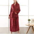thumbnail image 1 of YWDJ Womens Robe Pajamas for Women Winter Warm Nightgown Couple Bath Men Fall Winter Nightgown Towel Robe Spa Robe Fluffy Robe Plus Size Robe for Valentines Day Anniversary Wedding Honeymoon Wine XL, 1 of 6