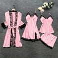 thumbnail image 1 of YWDJ Womens Sexy Silky Satin Silk Lace Robe Dress Sleepwear Nightdress Pajamas Set Pink 2XL, 1 of 4