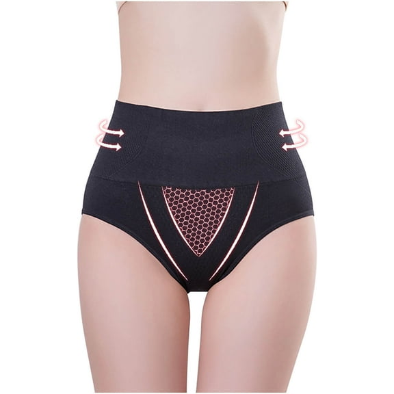 YWDJ Womens Shaping Briefs Underwear Breathable Lightweight High Waist No Show Ladies Comfortable Solid Color Large Size High Waist Warm Belly Hip Lift Thin Waist Panties Underwear Black M