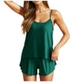 thumbnail image 1 of YWDJ Womens Short Pajamas Set Plus Size Green Lightweight Solid Sleeveless Tank Tops 2 Piece Shorts Loungewear 3XL, 1 of 5