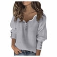thumbnail image 1 of YWDJ Womens Tops Casual Fashion Women's Solid Patchwork V-Neck Zipper Long Sleeves T-Shirt Blouse Tops Gray XS, 1 of 8
