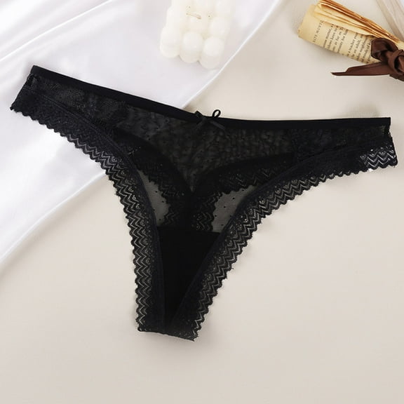 YWDJ Womens Underwear Cheeky Lace Lightweight No Show Sexy Lace Underwear Comfortable and Slim Hollowed Out Solid Panties Briefs Black L