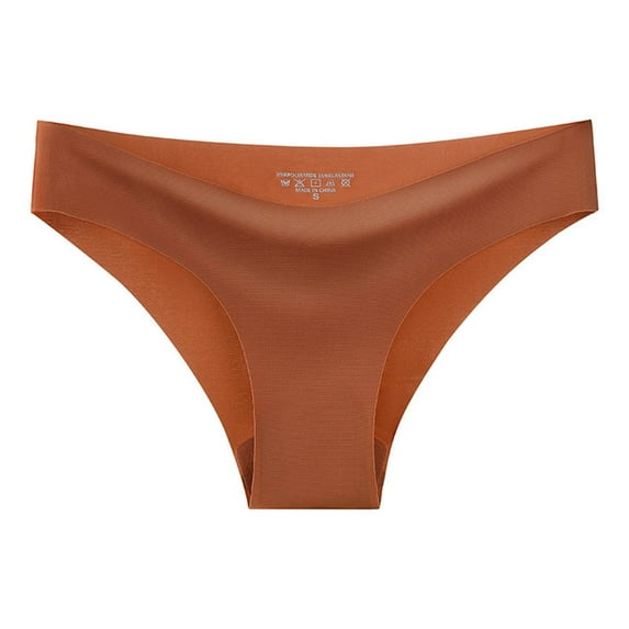 YWDJ Womens Underwear Thong Sexy Breathable Lightweight No Show Sexy Ice Silk Traceless Breathable Sports One Piece Briefs Panties Orange S