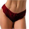 thumbnail image 1 of YWDJ Womens Underwear Thong Sexy Lace Lightweight No Show Sexy Cute Bowknot Design Crochet Full Lace Panties Low Waist Briefs Wine L, 1 of 8
