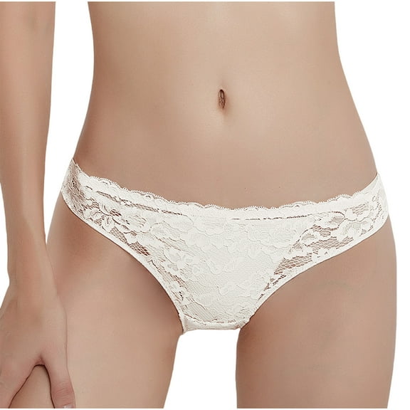 YWDJ Womens Underwear Thongs Cute Breathable Lace Lightweight No Show Comfortable Temperament Fashion Lace Oversized Lace Patchwork Underwear White S