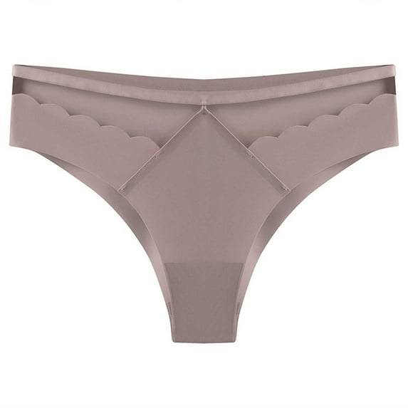 YWDJ Womens Underwear Thongs Cute Cotton Breathable Lightweight No Show Low-waist Sexy Cotton Ice Silk Seamless Breathable Mesh Underwear Briefs Khaki XL