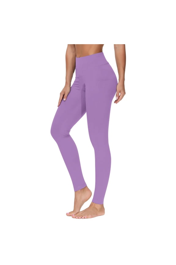 YWDJ Yoga Leggings for Women Plus Size Mid Waist Full Length Curvy Slim Casual Long Workout Pants for Work out Pull on Solid 2025 Soft Lightweight Comfy Purple XL Breathable Gym Clothes