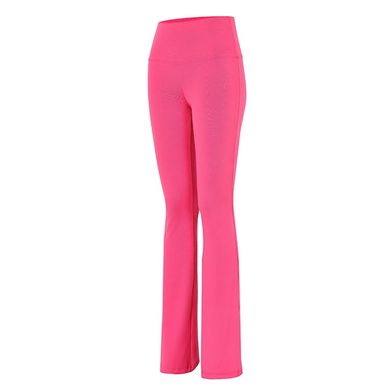 YWDJ Yoga Pants Flare Petite Length Women Trousers High Elastic High Waist  Flared Pants Thin Yoga Pants Physical Fitness Pants Hot Pink L
