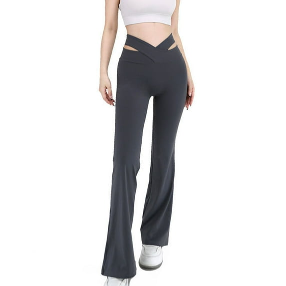 YWDJ Yogalicious Leggings Flare Gray High Waist Plus Size Workout Pants Full Length Curvy Casual Long Bootcut Workout Pants for Work out Pull on Solid Lightweight XL Breathable Butt Lift Gym Clothes