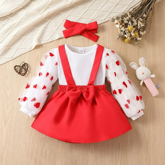 YWDJ Young 18 Months To 5 Years Old Girls Dress Little Children Skirt Little Girl Skirt Princess Overall Dress Red 4Y