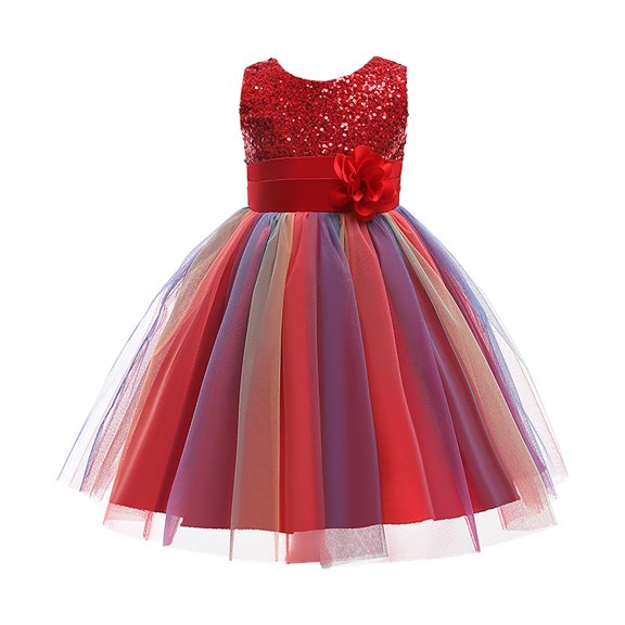 YWDJ 3-10Years Dress for Girls Toddler Color Net Yarn Bowknot Birthday Party Flowers Gown Kids Dresses