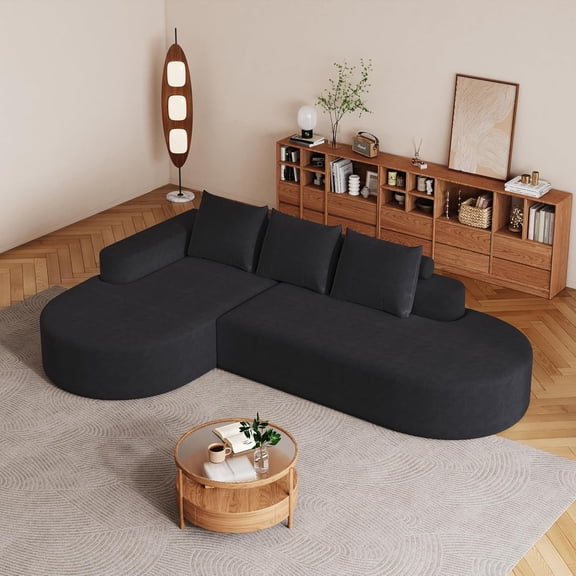 YWEN 108.5" Curved Boneless Modular Sectional Sofa, Comfy Upholstered Memory Foam L-Shaped Corner Couch, High-Density Foam Cloud Sofa with Extra Wide Chaise for Living Room | Deep Seat